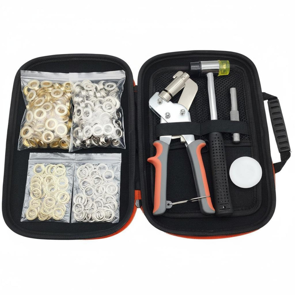 200 Sets 10mm Eyelet Kit Double Color Eyelet Punch Tool Set Includes Washers Grommet Pliers Kit for Tarp Repair, Bag Making