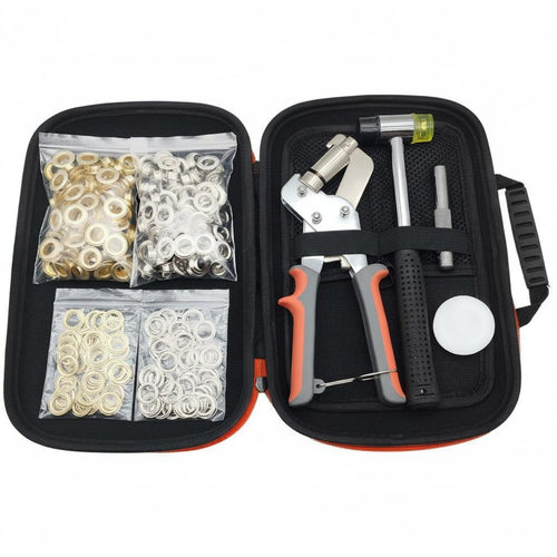200 Sets 10mm Eyelet Kit Double Color Eyelet Punch Tool Set Includes Washers Grommet Pliers Kit for Tarp Repair, Bag Making