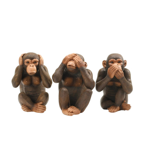 3 Pieces Monkey Figurines Rustic Monkey Statues Wise for Tabletop, Collectors