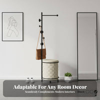 Mobile Coat Tree with Laundry Bin Unrestricted Standing Garment Stand Modern