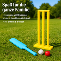 Cricket Set for Kids 7-14 Years, 58x8cm Complete Ball Game Set made of PP, for Indoor and Outdoor, with Bat, Stumps and Balls