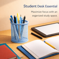 Metal Mesh Pen Holder for Desk, Round Pencil Cup Organizer, Large Capacity Stand, Office Student Supplies Storage