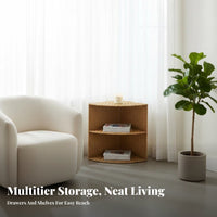 dual-layer Woven Shelf Multifunctional 2-Tier Side Stand space-efficient for Small areas