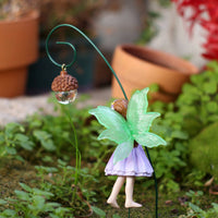 Fairy with Acorn Lantern Stake Glow in the Dark Luminous Fairy Garden Resin Material for Gardeners, Lawn, Patio