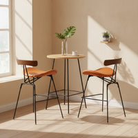 Modern Bar Stool with Backrest Upholstered Bar Stool with Footrest Long-Lasting Furniture Supportive for Cafe