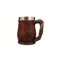 Rustic Beer Mug Wood-Like Stainless Steel Stein Large Capacity for Bar