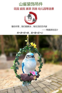 仿真山雀小蜂鸟民宿庭院阳台花园景观布置家居装饰品树上挂件摆件
