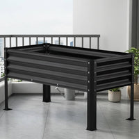 Galvanized Metal Garden Bed Corrugated Metal Raised Garden Bed Black Outdoor Growing Setup