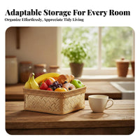Woven Bamboo Basket Handwoven Fruit Bowl Rustic & design for Home Decorators, Hosts