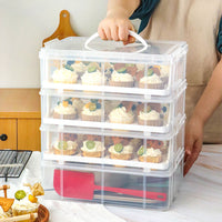 Cupcake Carrier Box with Handle, Plastic Portable Dessert Stand Storage and Transport Container for Muffins