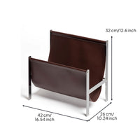 Magazine Rack with Leather Strap Lowperiodical Rack with Metal Frame Small Footprint for Bedroom