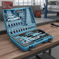 Organized Automotive Tool Set Compact Socket Set with Ratchet Portable Tools Metric for Car Owners, Mechanics, DIYers, Garage, Roadside Emergency, Workshop