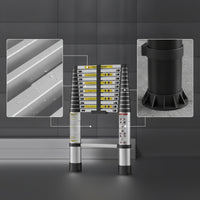 Aluminum Telescopic Ladder Extendable Telescopic Straight Ladder Compact Adjustable for Rv Travel, Loft Access