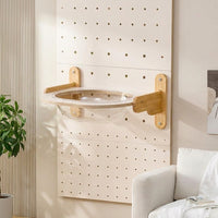 Cat Climbing Frame Activity Center with 7 Wooden Shelves and Bed, Wall Mounted Climbing Wall Furniture for Indoor Cats Sleeping and Play DIY