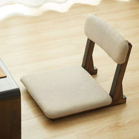 Japanese Style Backrest Chair for Tatami Bedroom, No-Leg Lounge Chair with Cushion, Bay Window Room Chair