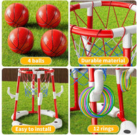 Water Basketball Pool Toy Set with 2-in-1 Hoop and Balls