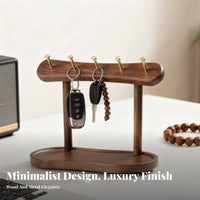 Solid Wood Entryway Key Holder Multi-Functional Key Rack with Tray Elegant Design for Office