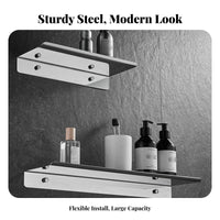 Rustproof Wall Mounted Bathroom Shelf Floating Bathroom Shelf Long-Lasting for Renters, Adults, Washroom, Toilet, Living Room