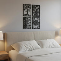 4 Pieces Abstract Line Wall Dimensional Art Shadow Effect Black Metal Wall Art Rust Resistant for Living Room, Bedroom