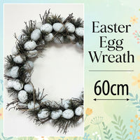 Artificial Easter Wreath Decoration 60cm Front Door Wreath Spring Wreath with Eggs for Easter Holiday Home Party Wall Decor