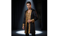 Court Coat with Brocade Panels Gold Trimmed Pirate Coat Costume Authentic Medieval Pirate Jacket for Actors