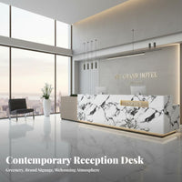 Modern Reception Desk Sturdy Construction Office Lobby Front Desk Wear-Resistant Commercial Checkout Counter for Receptionists, Medical Practice