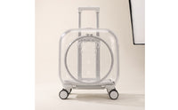 Transparent Rolling Pet Carrier Hard Shell Pet Carrier with Wheels Ventilated Telescopic for Travelers, Travel, Vet Visits, Park Walks