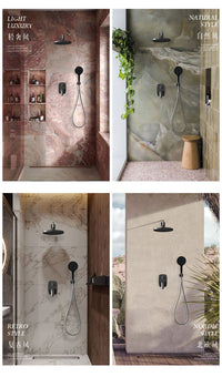Light Luxury Copper Wall-Mounted Shower Set with Rain Showerhead