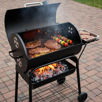 Briquette Barbecue Grill Black Briquette Grill with Lid Freestanding for Families, Backyard, Patio