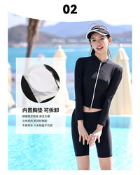分体游泳衣女专业潜水服全身防晒速干长袖长裤大码浮潜少女冲浪服