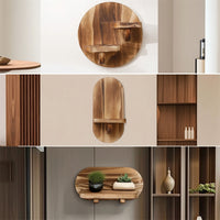 Oval Wall Display Shelf Decorative Wooden Wall Shelf Solid Wood for Living Room, Bedroom, Entryway