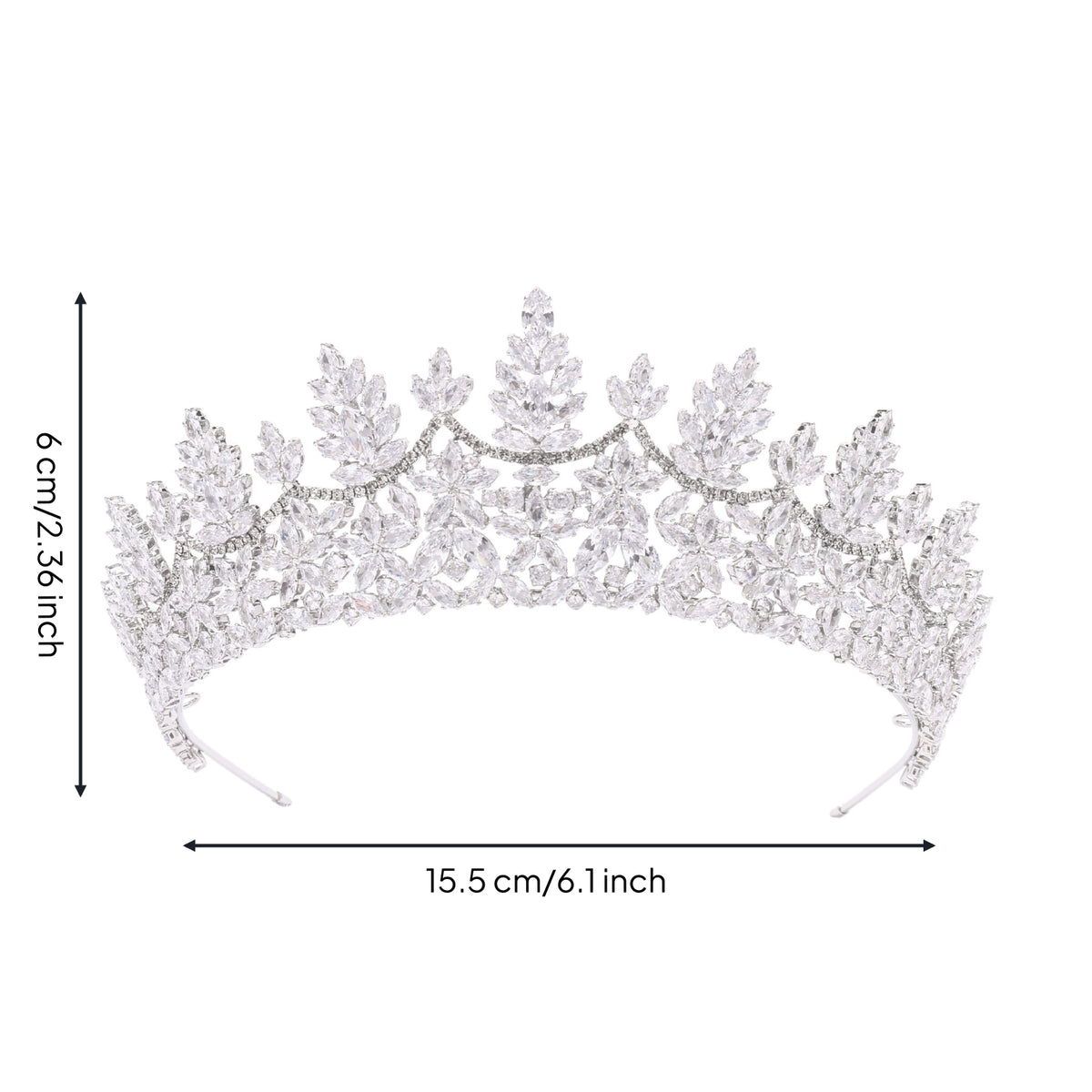 Rhinestone Tiara with Rhinestones Bridal Tiara Princess Crown Sparkling for Brides, Pageant Contestants, Weddings, Pageants, Costume Parties