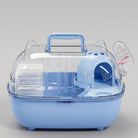 Portable Hamster Cage with Cat Ear Style, Oval Shape Travel Hamster Cage with Water Bottle, Outdoor Small Animal Carrier