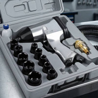 Adjustable Speed Air Impact Wrench Kit Reversible Air Tool Kit with Carrying Case Professional Impact Wrench with Socket Set Long-Lasting for Mechanics, Garage