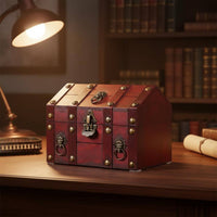 Antique Design Storage Box with Lock Sturdy Wood Construction Decorative Storage Box Wooden Treasure Chest Handmade