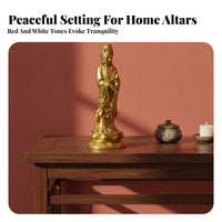 Brass Guanyin Figurine Gold Finish Guanyin Figurine Religious Decor