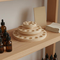 38 Slot Essential Oil Holder Wooden Rotating Oil Display Stand Space-Saving Household Storage for Desktop