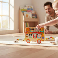 Animal Matching Toy Car Child-Centered Wooden Animal Threading Toy Wood Children's Game for Infants
