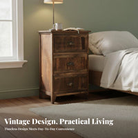 Single-Drawer End Table Distressed Finish Nightstand Vintage design for Students