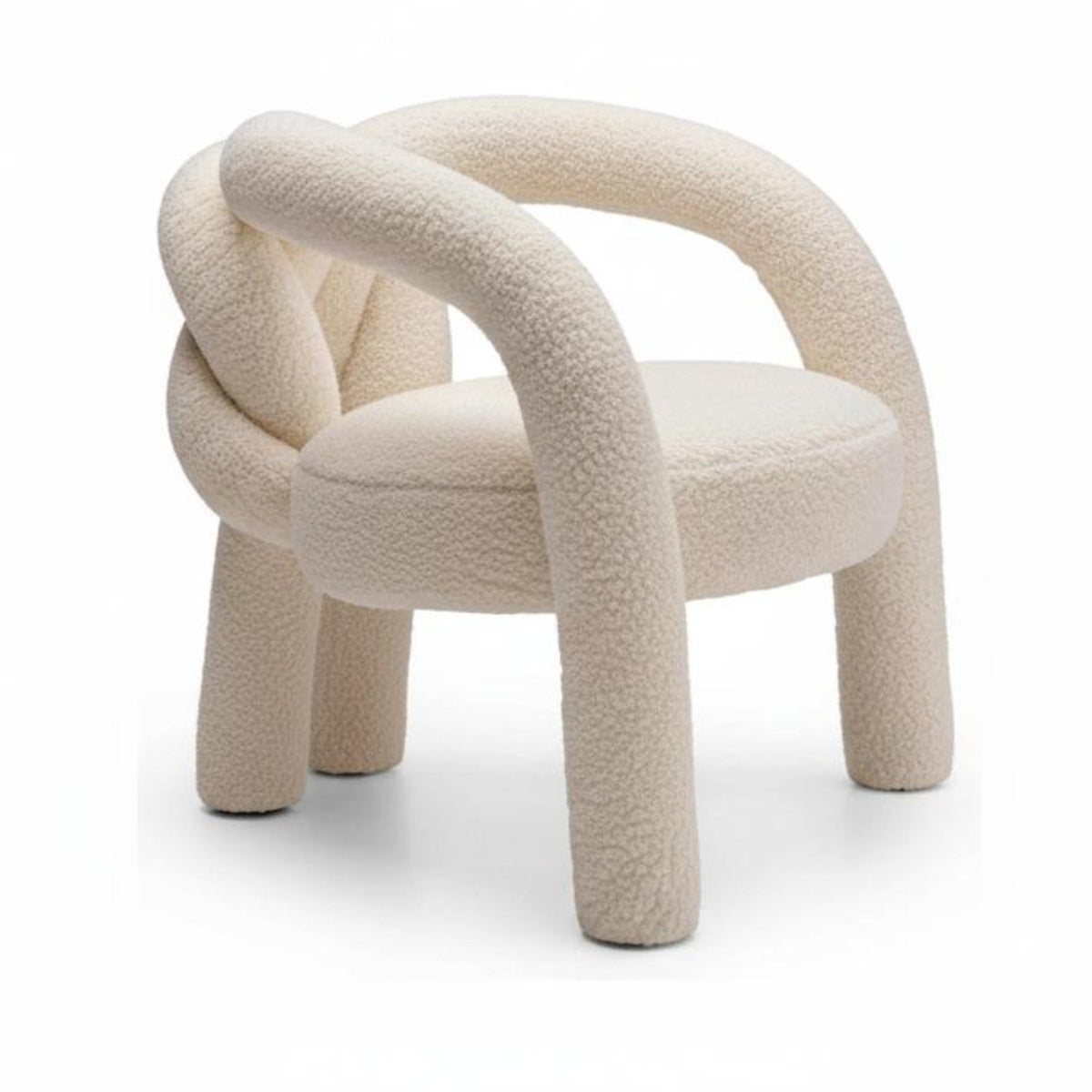 Boucle Armchair Nordic design Asymmetrical Boucle Armchair Irregular Shape Plush Upholstery for Women, Adults, Bedroom, Office
