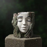 Tree Facial Planter Outdoor Tree Trunk Planter Crafted Aesthetic Garden Decor for Yard