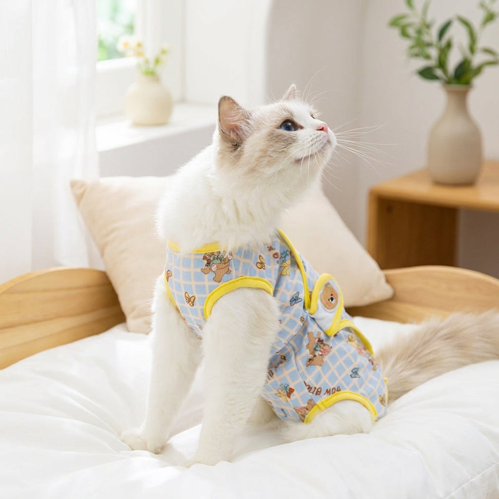 Cat Recovery Suit for Spay Recovery Suit Cat and Neuter Recovery Suit Cat, Sleeveless Post-Surgery Recovery Suit with Snap Button, Anti-Licking