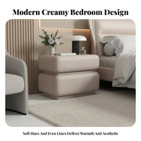 2-Drawer Upholstered End Table Space-Saving Multi-Drawer Nightstand Sturdy Frame