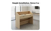 Strong Load Bearing Small Reception Desk Sturdy Construction Modern Checkout Counter Large Storage Capacity Retail Shop Counter Versatile for Retailers, Business Owners, Receptionists, Cafe, Boutique, Lobby