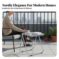 Transparent C-Shaped Table Minimalist design Home Furnishing Space-Saving