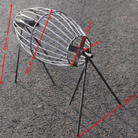 Manual Rotating Grill Basket Handmade Cylindrical Barbecue Grill Four Legged Outdoor Cooking