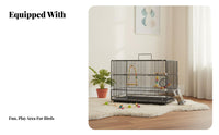 Metal Avian Enclosure Secure Locks Foldable Aviary Enclosure Rectangular Avian House Rust Resistant Pet Supplies Multiple Doors