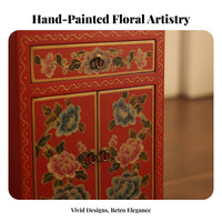 Hand-Painted 2-Drawer Cabinet Vintage Look Nightstand Distressed Finish Fully Assembled for Partners, Adults, Guest Room