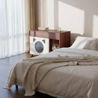 Cat Washroom Cabinet Walnut Finish Cat Furniture Litter Cabinet Caster Wheels