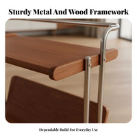 2-Tier Rolling End Table Vintage aesthetic Mobile Storage Multi-Functional